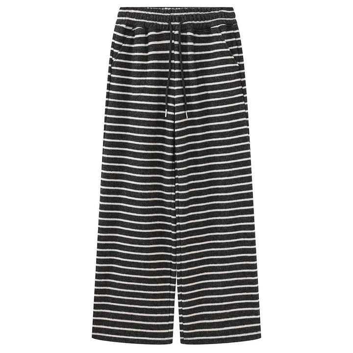 Women Striped Lounge Pants with High Waist, Drawstring and Wide Palazzo Cut Amarae
