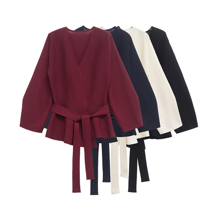 Trendy wrap jacket for women with tied belt Lune London