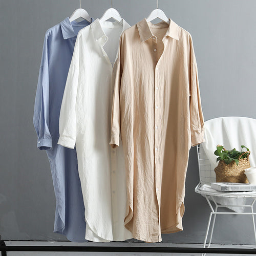 Long sleeve shirt dress for women with classic button details and raglan sleeves Amarae