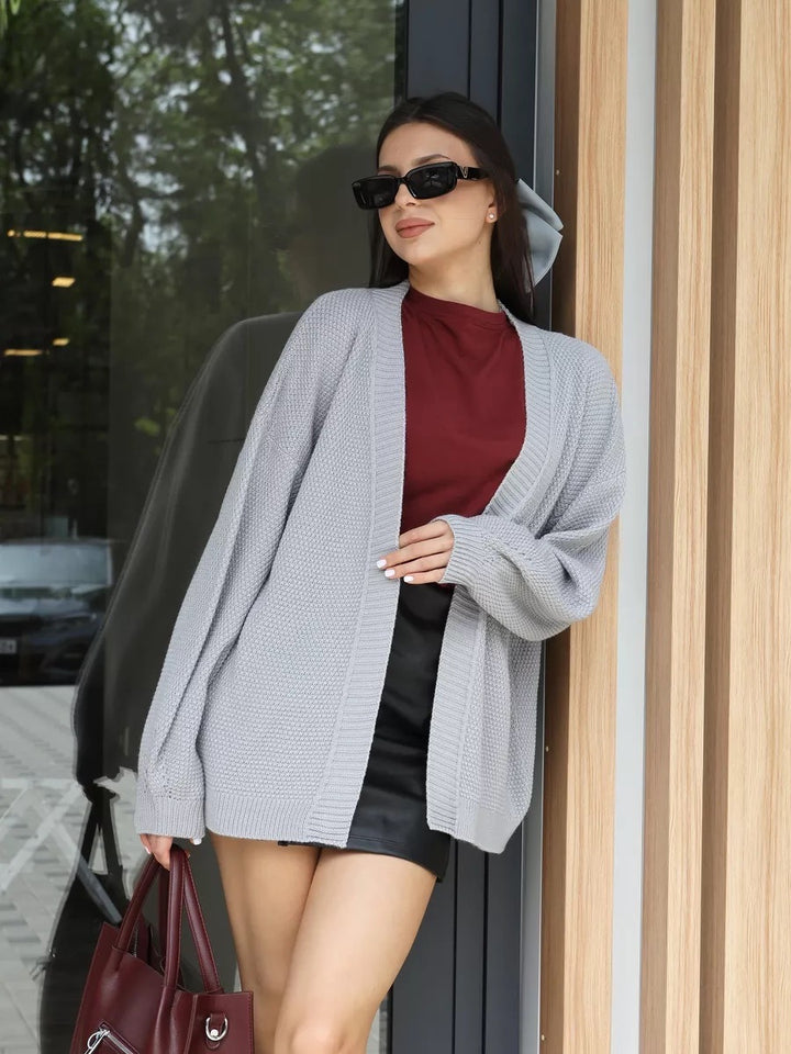 Cardigan surdimensionné pour femmes avec motif texturé et manches larges Chic & Stil