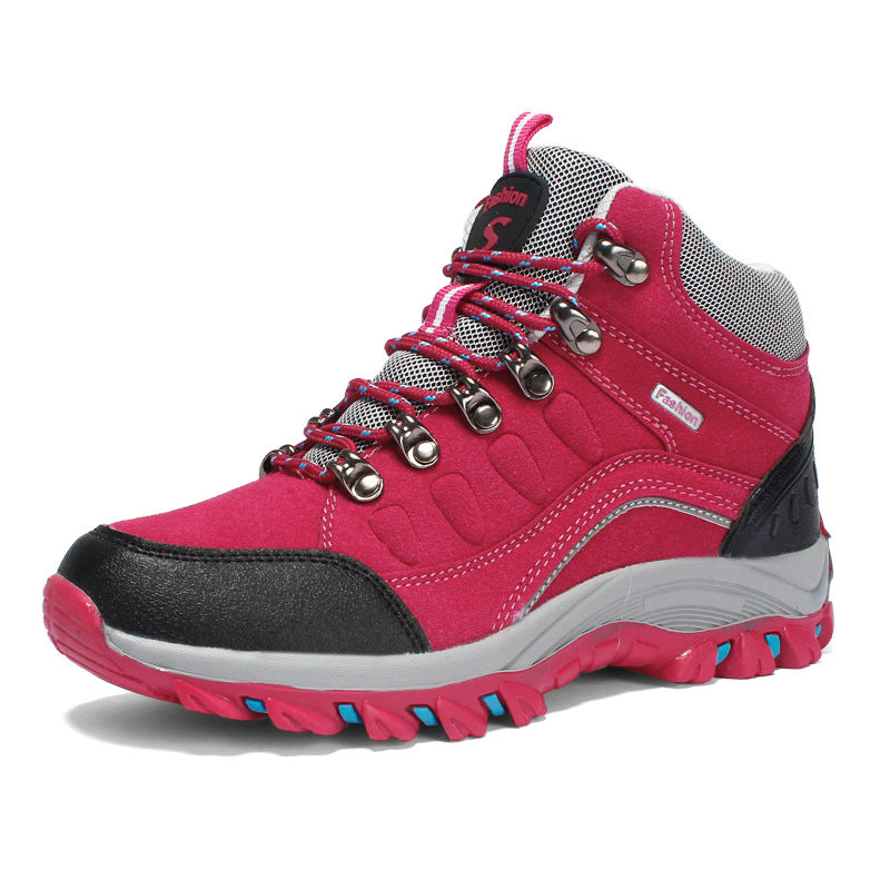 Women's outdoor hiking boots, ankle-high with reinforced toe cap and slip-resistant profile sole Amarae