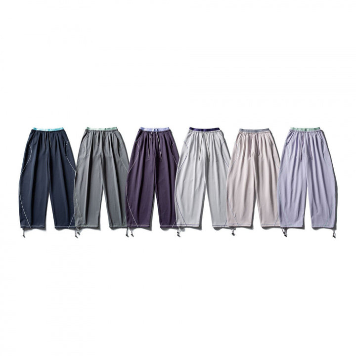 Unisex Wide Tech Jogging Pants with Drawstring, Contrast Seams and Adjustable Hem Amarae