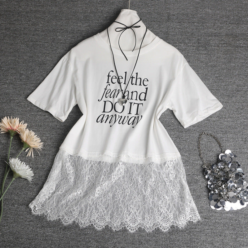 Lace Overlay T-shirt Trendy Women Lune London