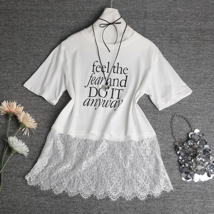 Lace Overlay T-shirt Trendy Women Lune London