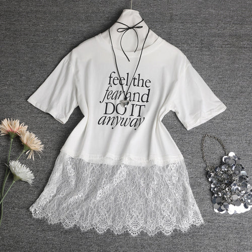 Lace Overlay T-shirt Trendy Women Amarae