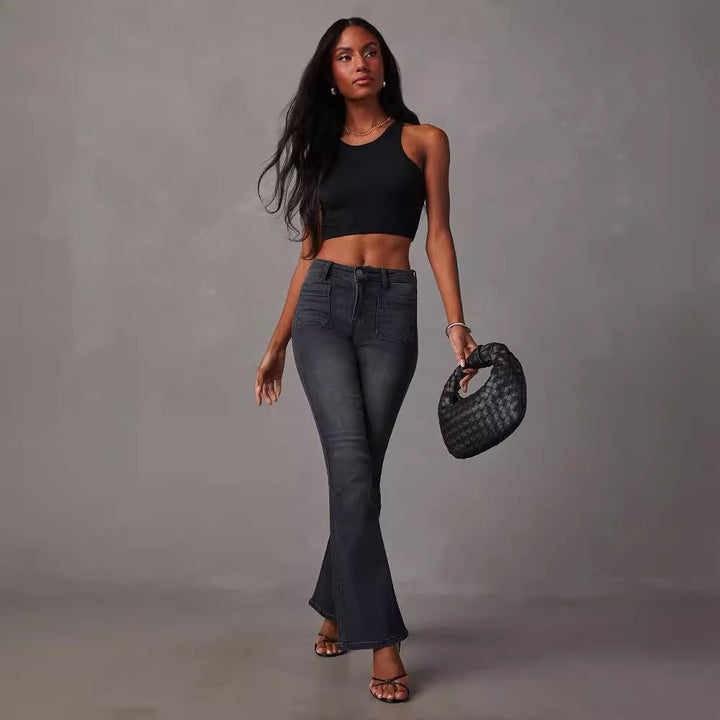 High-waisted flared jeans for women with a perfect cut and stretchy fit Chic & Stil