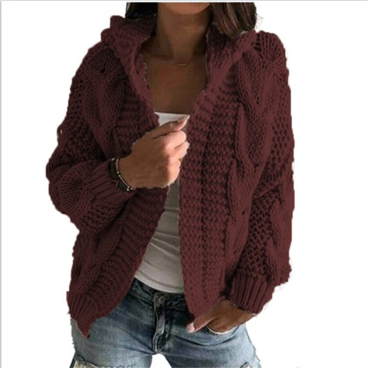 Ladies cozy pullover with hood and embossed pattern Lune London