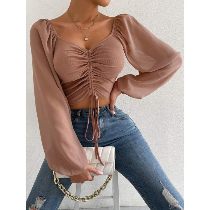 Trendy top for women with ruffles and long puff sleeves Lune London