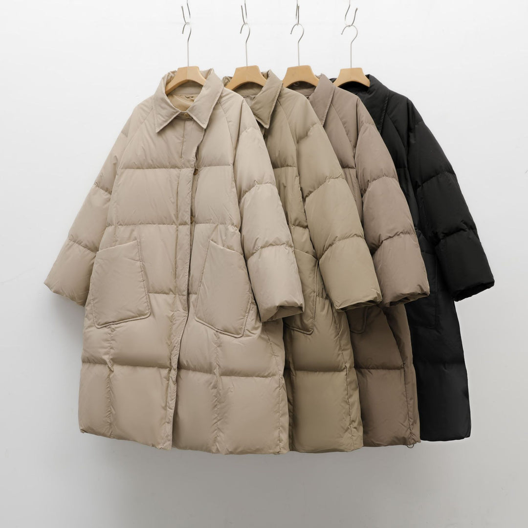 Ladies bulky padded coat with rounded cut and practical pockets Lune London