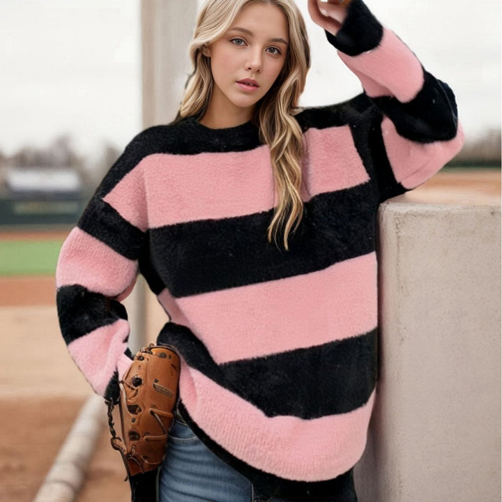Ladies decorative striped sweater Lune London