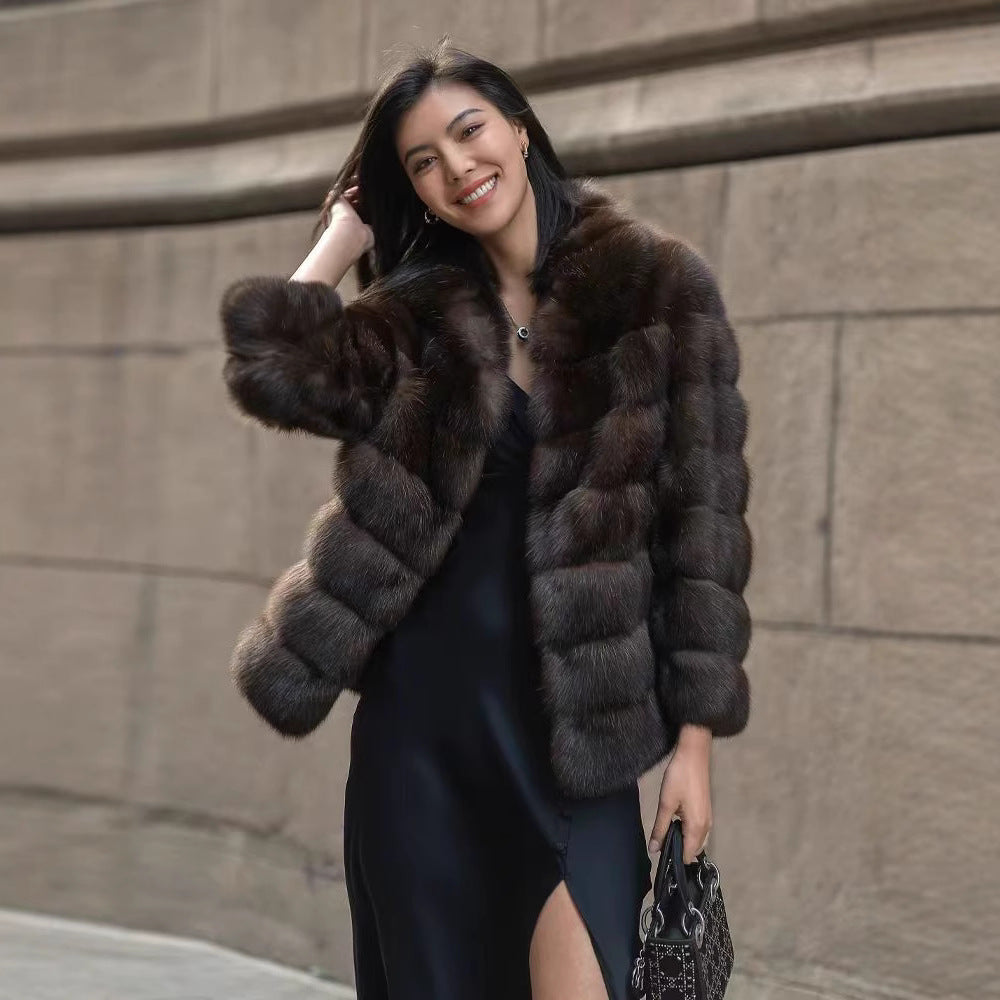 Ladies Luxurious Faux Fur Jacket with Voluminous Sleeves Lune London