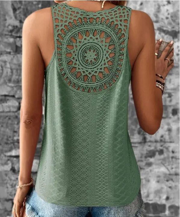 Ladies Boho Chic crochet back tank top Lune London