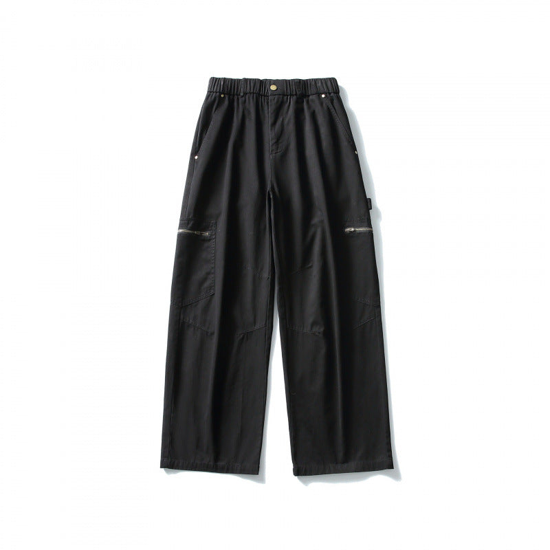 Men's Loose Utility Cargo Pants with Elastic Waistband and Patch Pockets Amarae