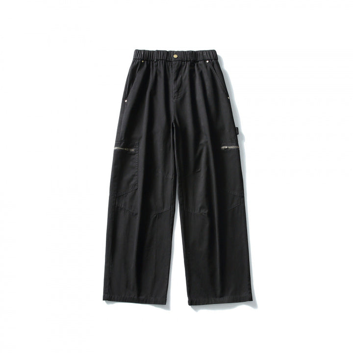 Men's Loose Utility Cargo Pants with Elastic Waistband and Patch Pockets Amarae