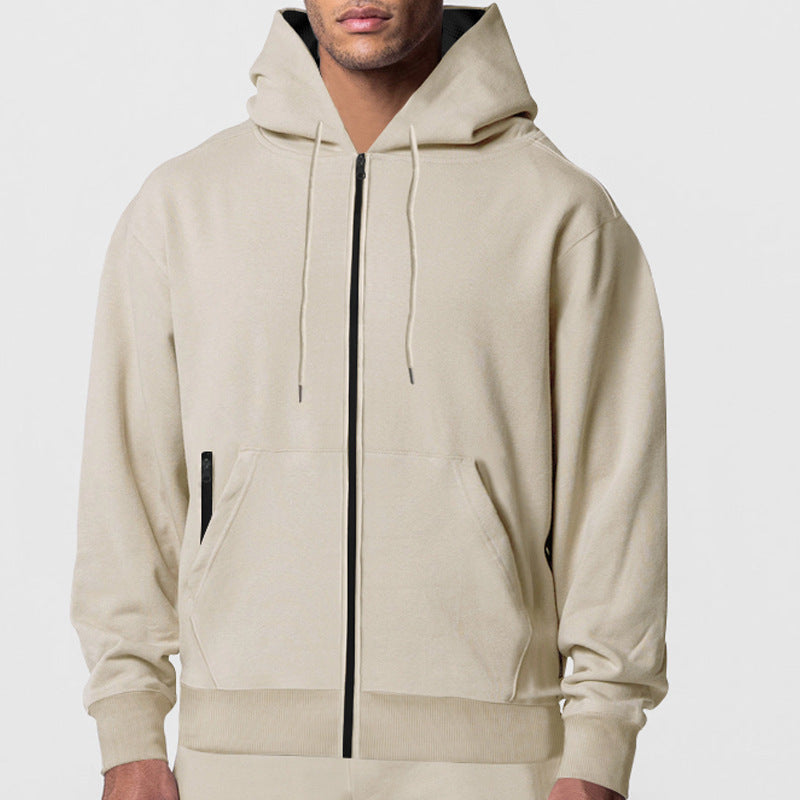 Men's fleece hoodie with sporty accents and zipper Lune London