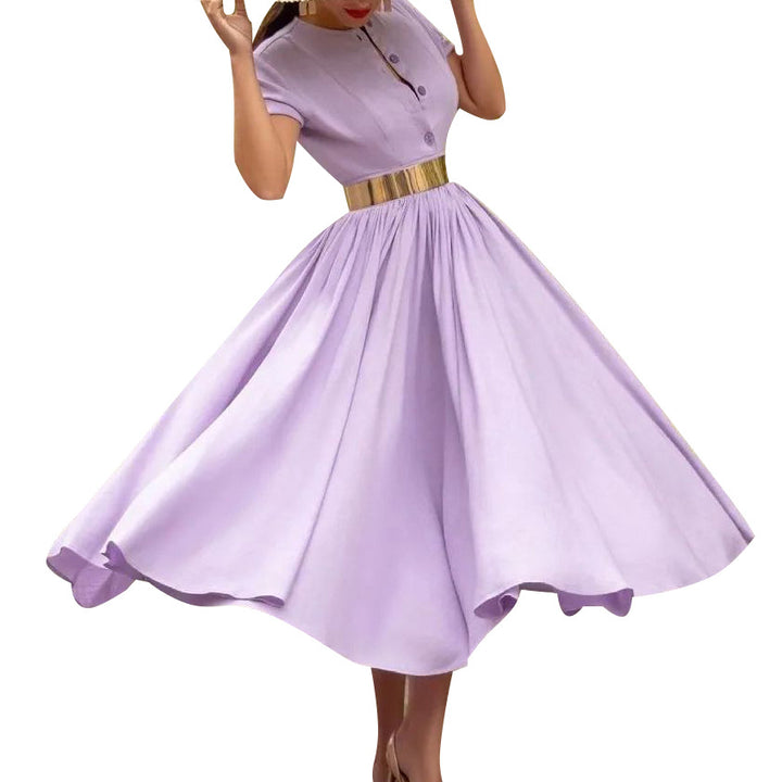 Ladies Elegant Maxi Dress with Buttoning and Glamour Chic Belt