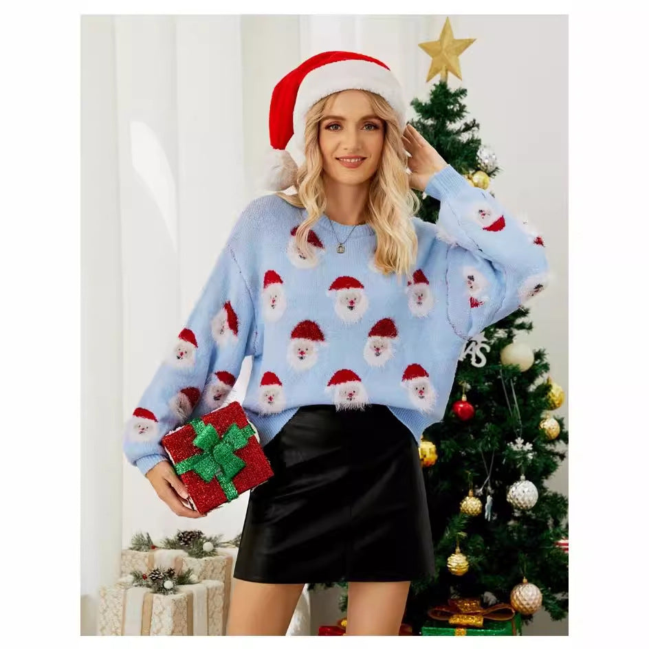 Comfortable sweater for women with Santa Lune London Christmas pattern
