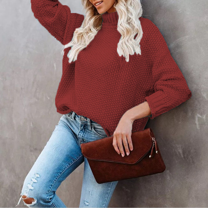 Pull en tricot épais pour femme avec col roulé et coupe décontractée Chic & Stil
