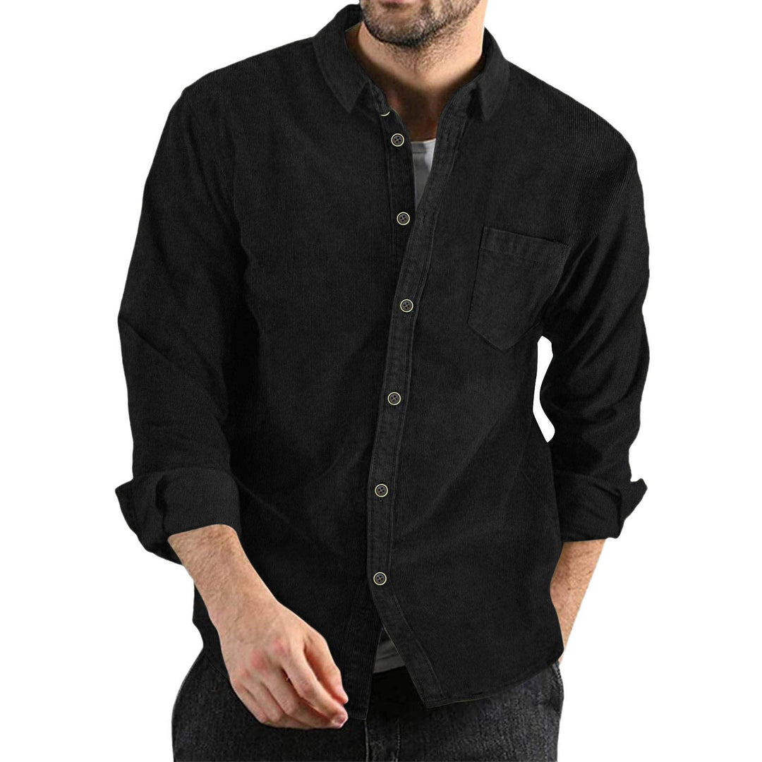 Men's Elegant Cord Shirt with Practical Chest Pocket Amarae