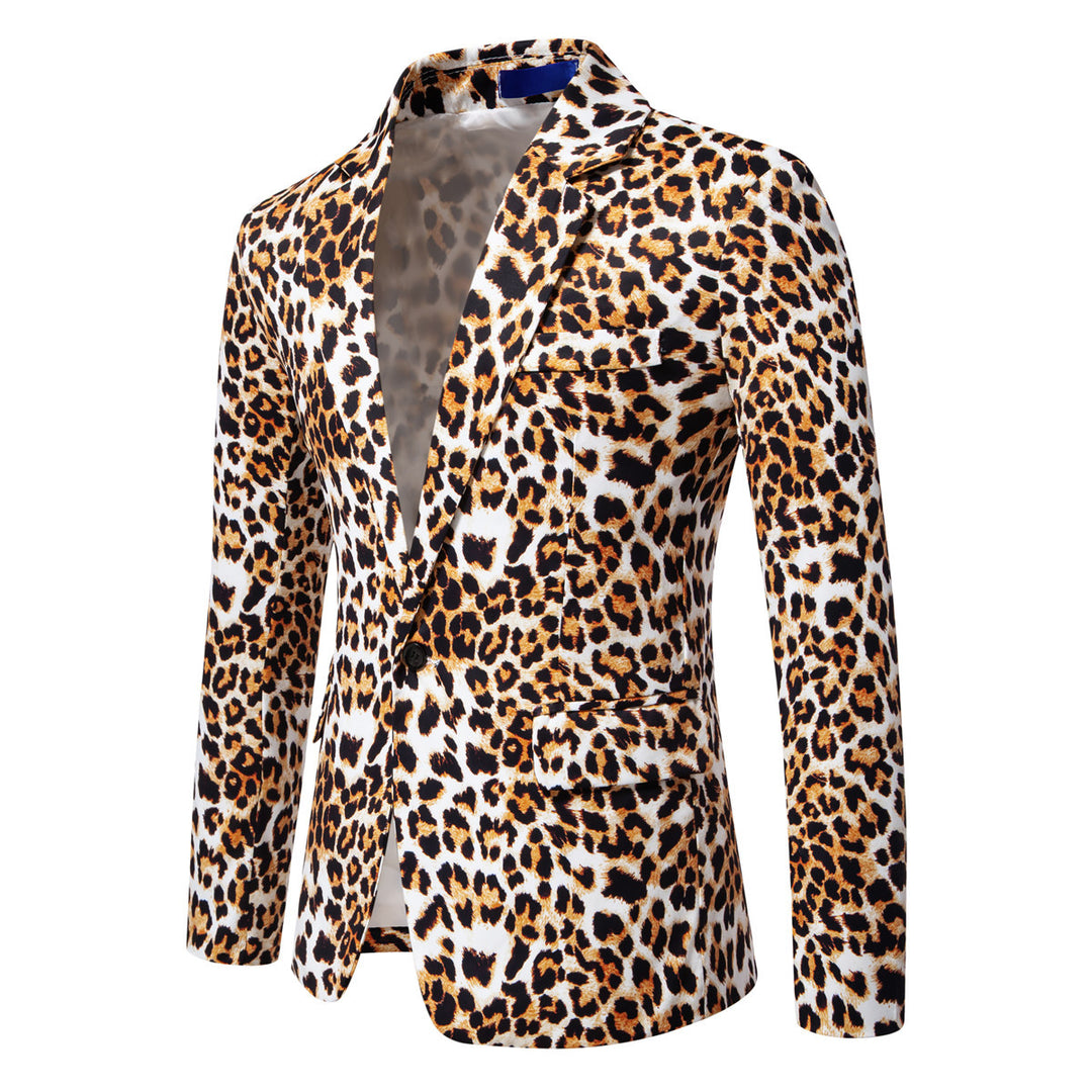 Elegant men's suit blazer with a striking leopard pattern Lune London