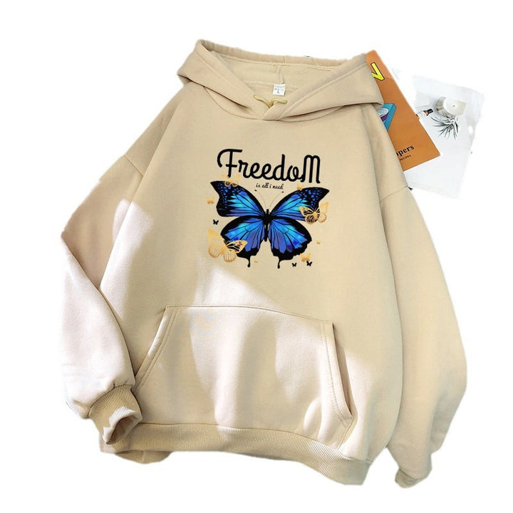 Ladies hooded sweatshirt with artistic butterfly design Chic & Stil