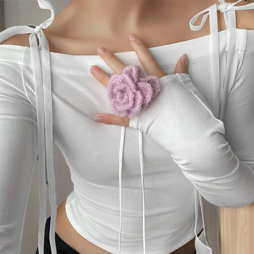 Ladies elegant choker with floral details and satin ribbon Amarae