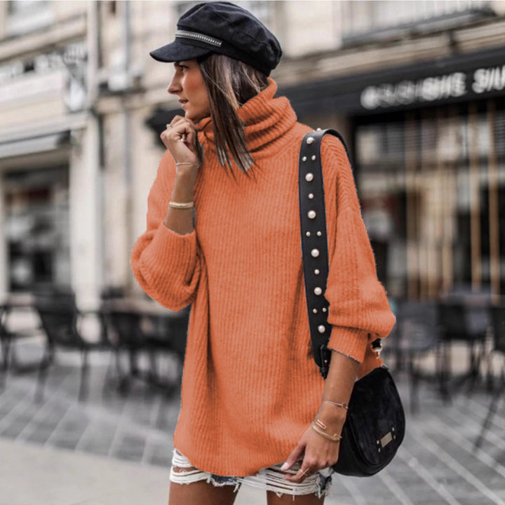 Pull en tricot épais pour femme avec col haut et détails élégants de boutons Chic & Stil
