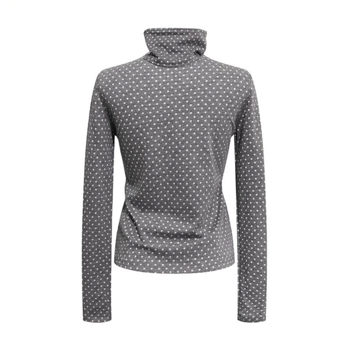 Women's roll-neck fine-knit shirt with polka dot pattern and elastic jersey Amarae