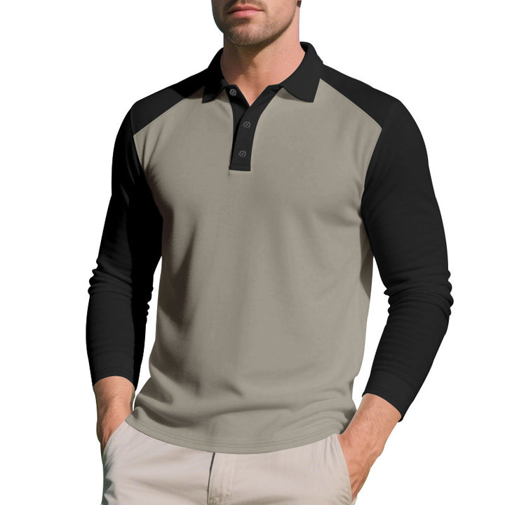 Men's long sleeve polo shirt with modern color contrast and breathable materials Lune London