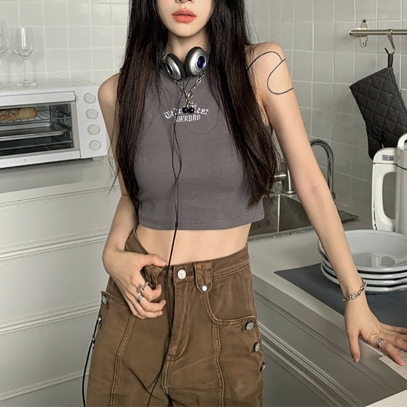 Women’s Crop Top with High Collar and Subtle Logo Lune London