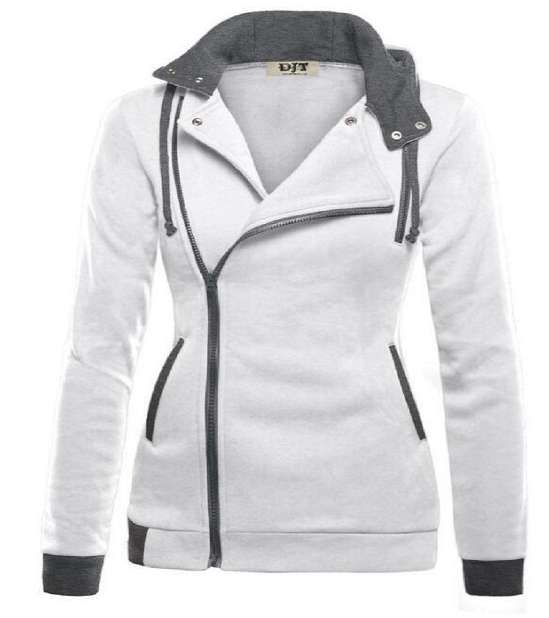 Ladies sporty transitional jacket with asymmetrical zipper and hood Lune London