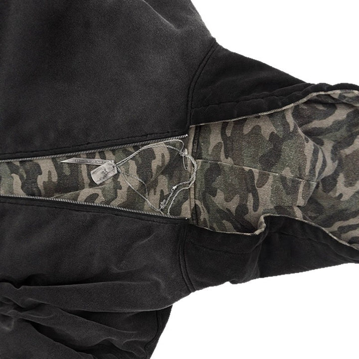Oversized camouflage jacket for women with hood and zipper Lune London