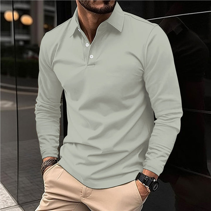 Men's Long Sleeve Polo with Modern Collar and High Quality Cotton Lune London