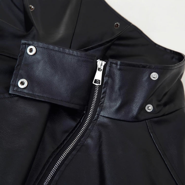 Trendy faux leather jacket for women with structured collar Lune London
