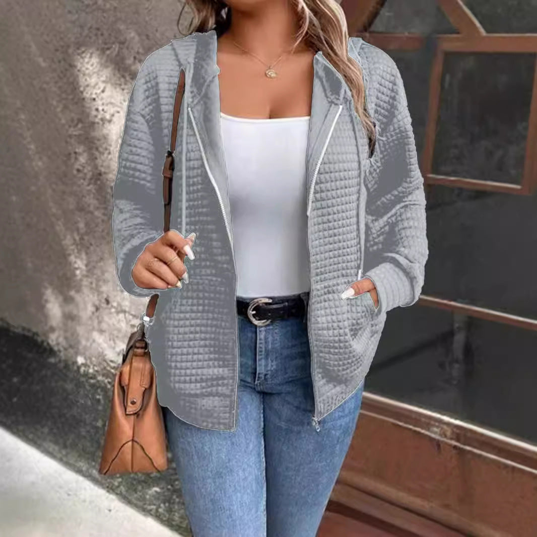 Ladies zippered quilted jacket with kangaroo pocket Lune London