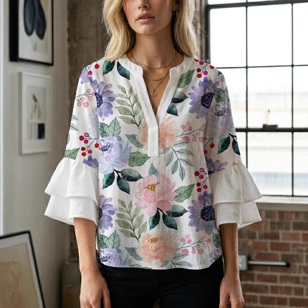 Women's artistic top with ruffled sleeves Lune London