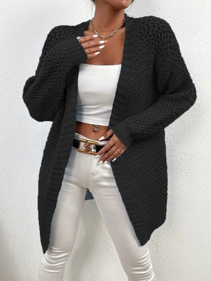 Ladies chunky knit cardigan with open stitches Lune London