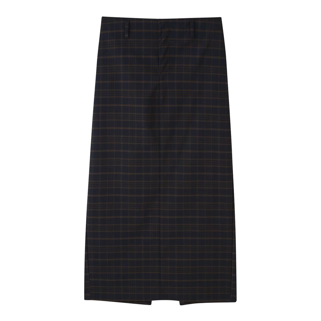 Women's high-waisted pencil skirt with center pleat and belt loops Amarae