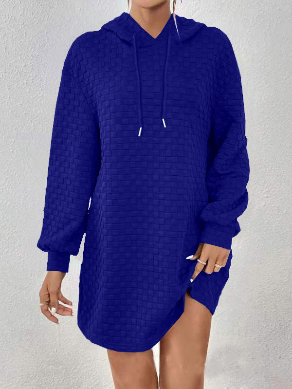 Hooded dress for women in structured material Lune London