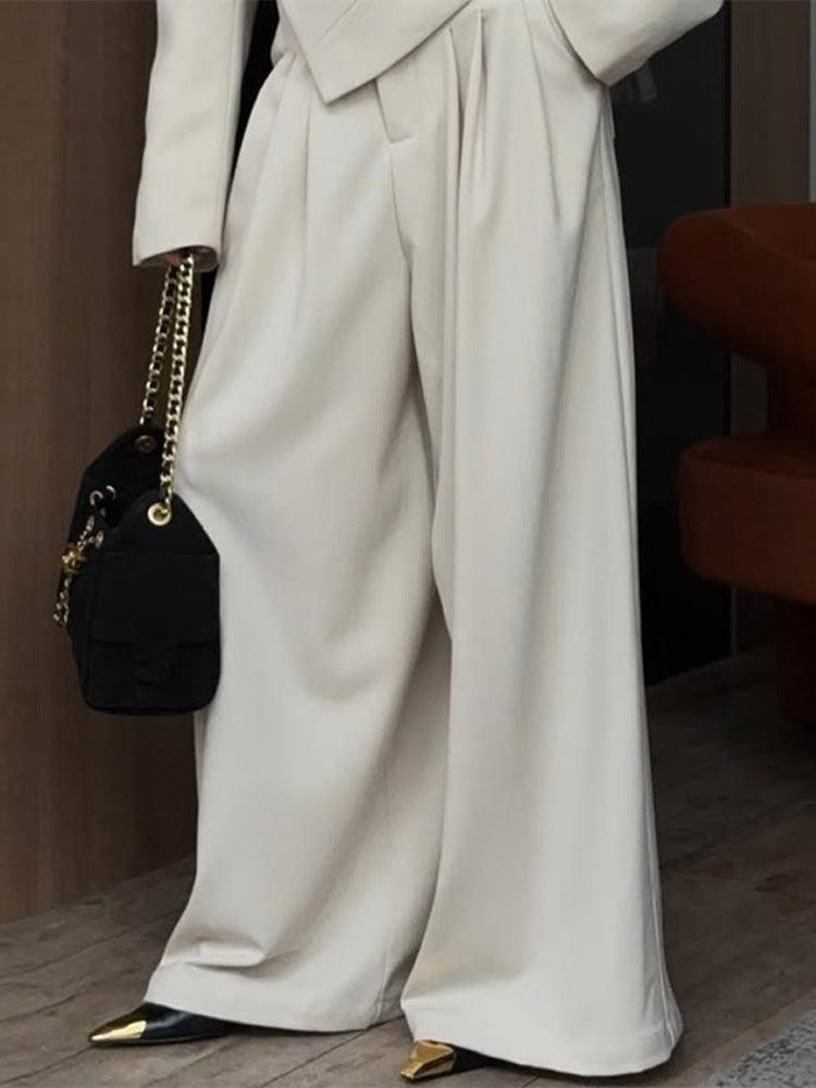 Women Oversized Blazer Set with Tailored Peplum and Pleated Midi Skirt Amarae