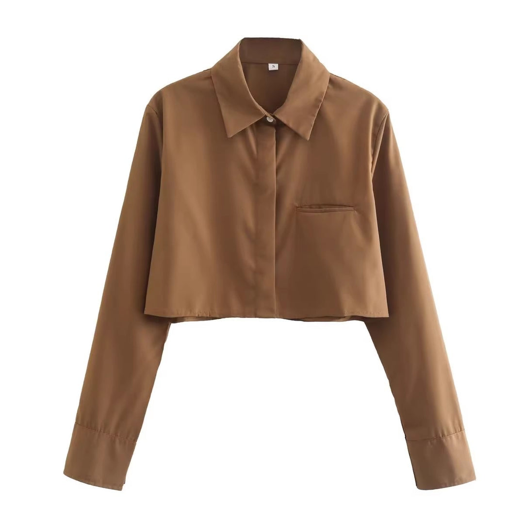 Women's cropped blouse with classic collar Amarae