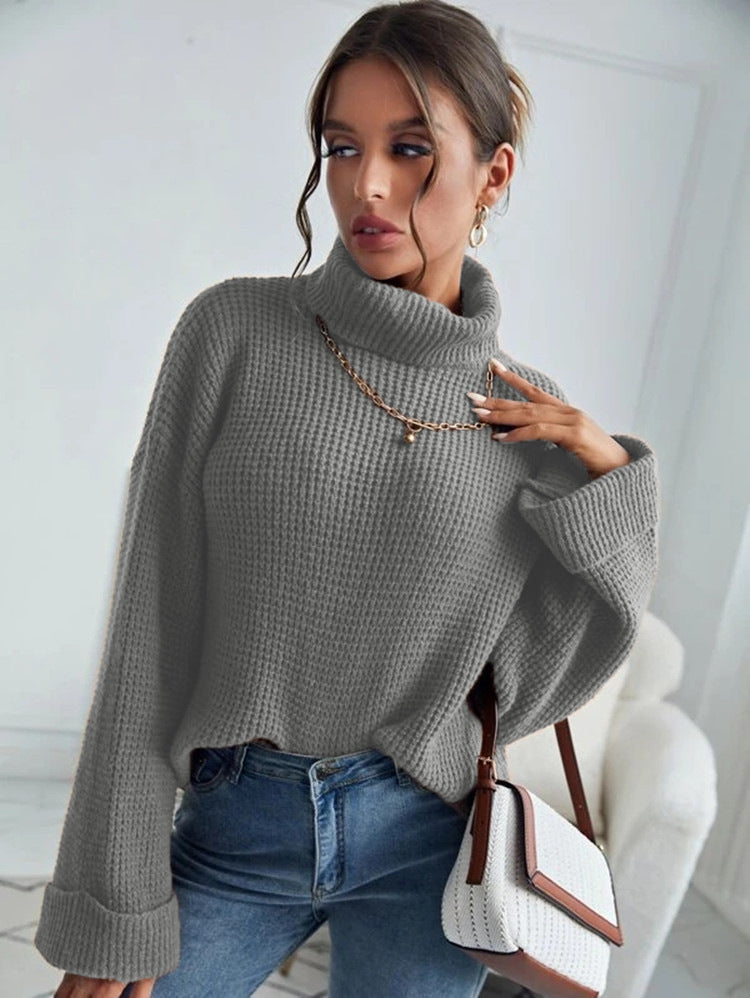 Pull en tricot femme avec col montant et manches texturées Chic & Stil