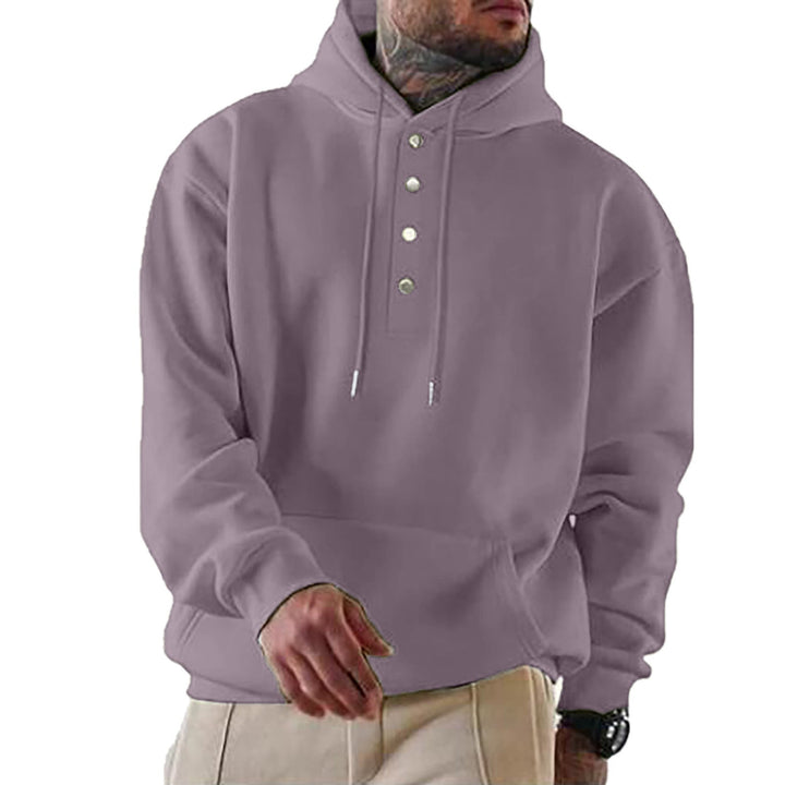 Men's Hoodie with Button Placket and Xxl Fit Chic Und Stil