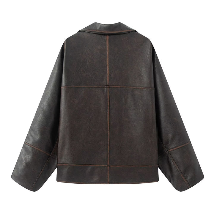 Ladies elegant faux leather jacket with oversized cut Lune London