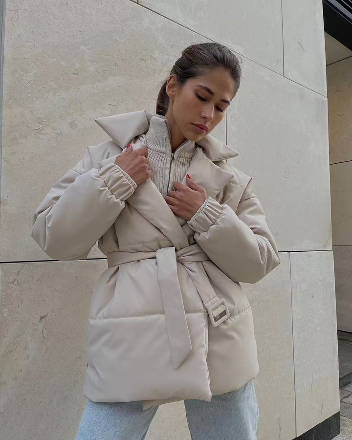 Elegant quilted coat for women with adjustable belt Amarae