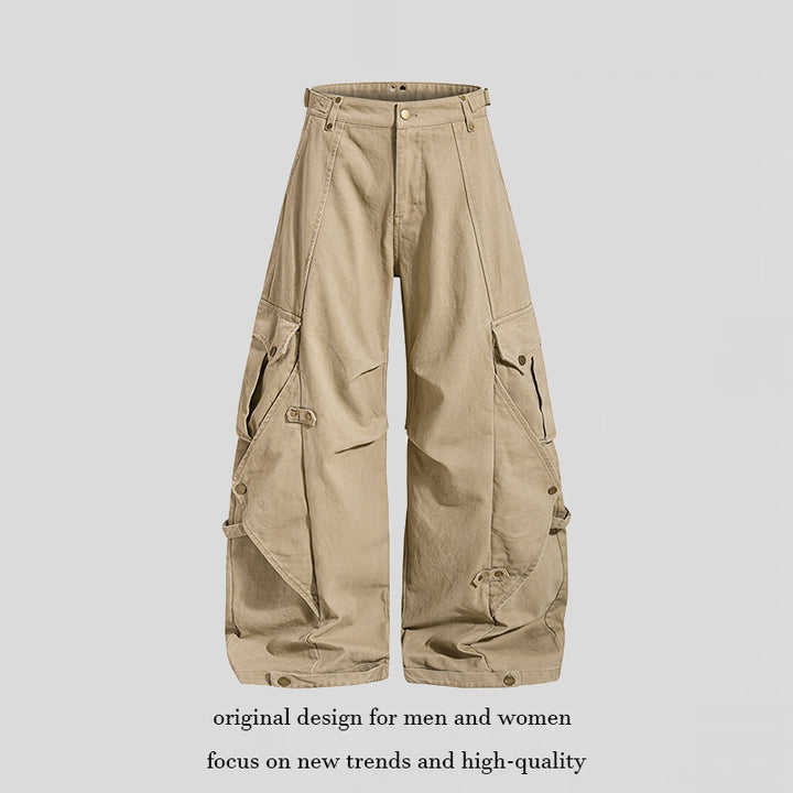 Women wide cargo culotte pants with adjustable straps, large flap pockets, and balloon silhouette Amarae