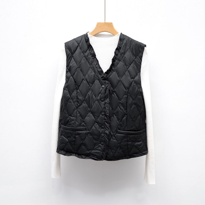 Ladies quilted vest with asymmetrical cut Amarae