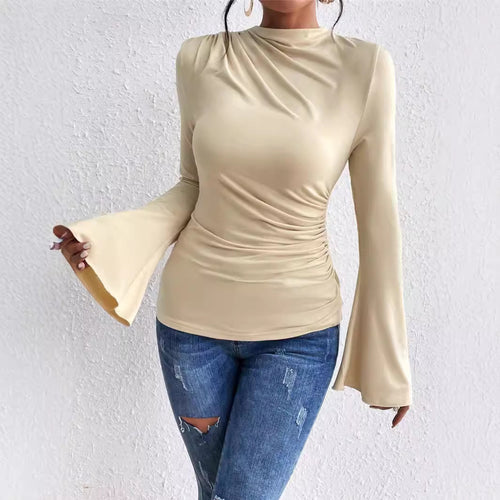 Ladies long sleeve T-shirt with a flowing cut and elegant trumpet sleeves Amarae