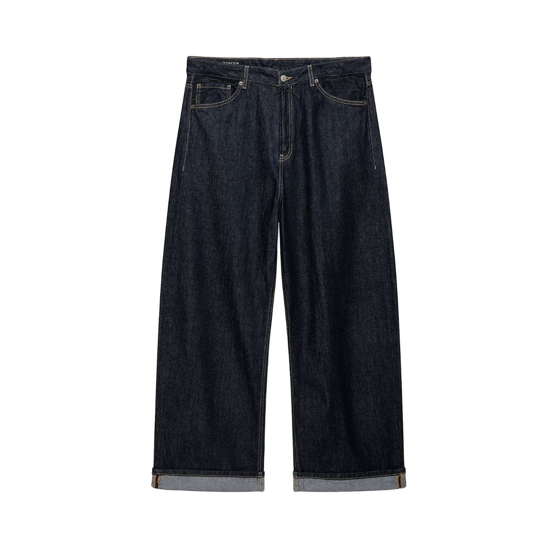 Women's Wide-Cut High-Waist Jeans made of Raw Denim with Cuffed Hem Amarae