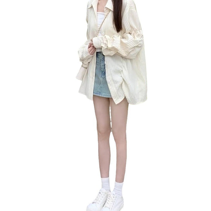 Women casual long sleeve blouse with textured fabric and stylish accents Lune London